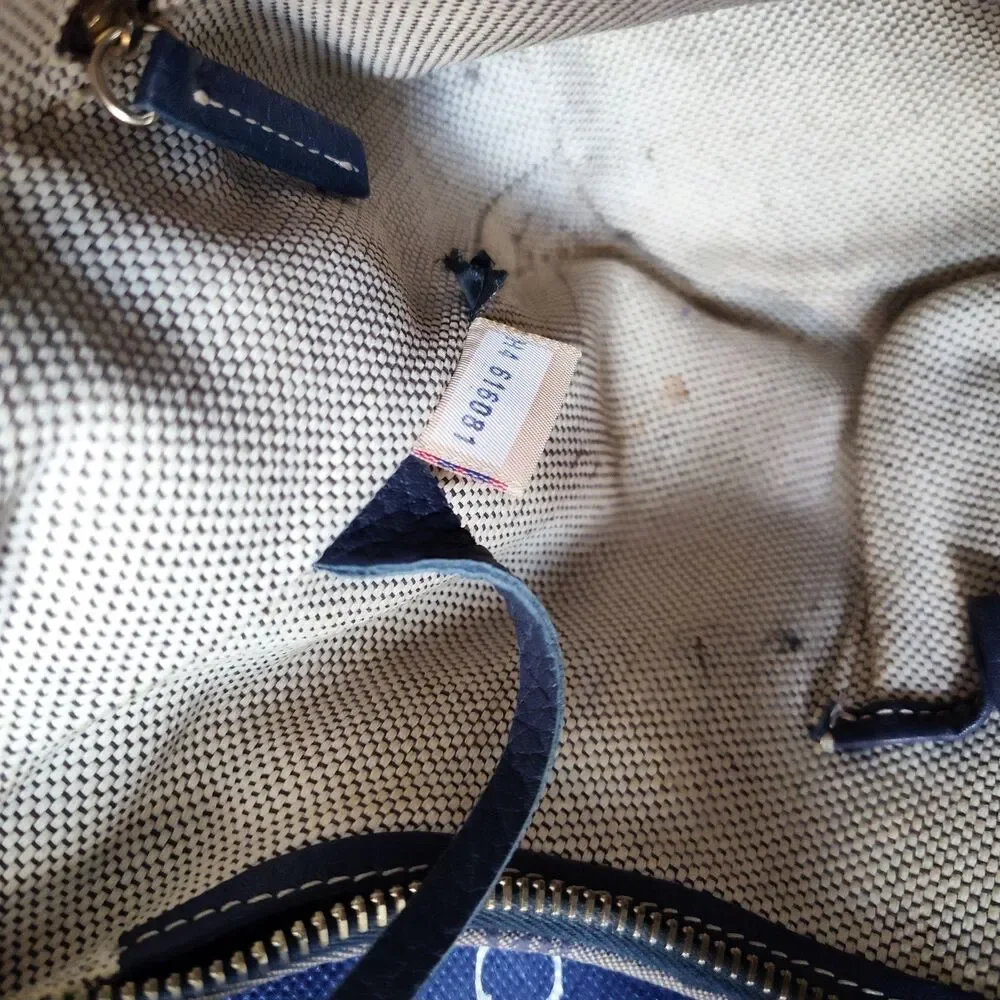 Vintage Dooney &‎ Bourke Bag Signature Y2K 90S Blue Gray Dust Bag Canvas Leather